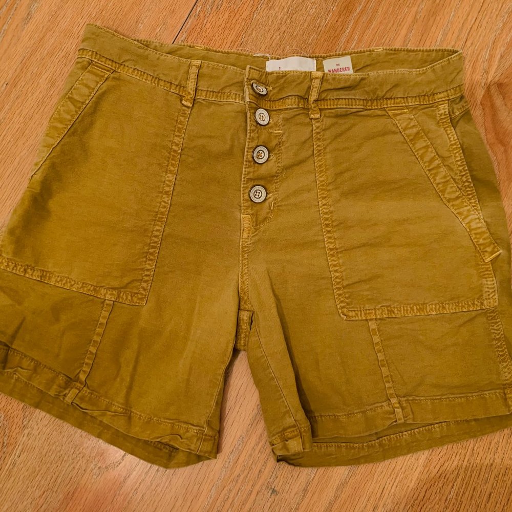 Anthropologie The Wanderer Shorts in Mustard Yellow Color